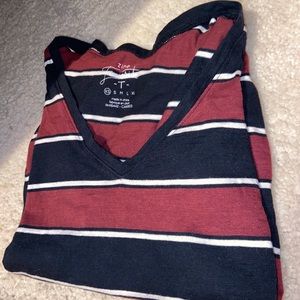 Maroon and Navy Blue Striped Top